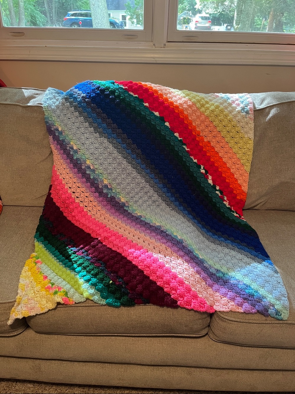 Handmade rainbow Crochet Scrap Lapghan
Afghan Blanket 34 x 40